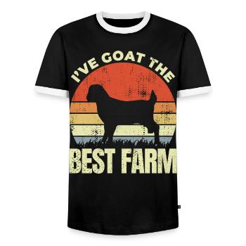 Farmer's Saying - Men's Ringer Shirt - black/white - Front - AI Model Female 172 light (172cm) & AI Model Male 178 light (178cm)