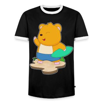 Hamster Surfing Surfboard Summer - Men's Ringer Shirt - black/white - Front - AI Model Female 172 light (172cm) & AI Model Male 178 light (178cm)