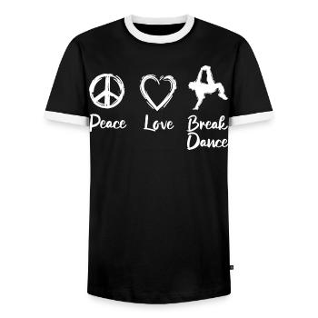 Peace Love Break Dance - Männer Kontrast-T-Shirt - Schwarz/Weiß - Vorne - AI Model Female 172 light (172cm) & AI Model Male 178 light (178cm)