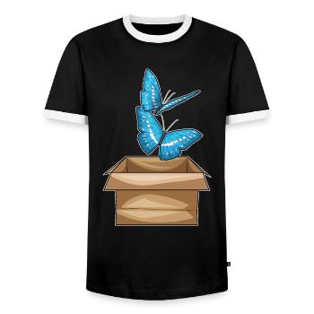 Carton papillon - T-shirt contrasté Homme - noir/blanc - Devant - AI Model Female 172 light (172cm) & AI Model Male 178 light (178cm)