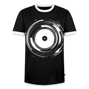 Disc Jockey Turntable - Men's Ringer Shirt - black/white - Front - AI Model Female 172 light (172cm) & AI Model Male 178 light (178cm)