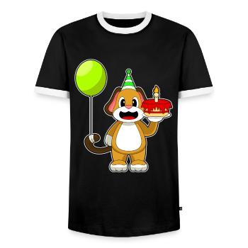 Gâteau d’anniversaire de chien - T-shirt contrasté Homme - noir/blanc - Devant - AI Model Female 172 light (172cm) & AI Model Male 178 light (178cm)