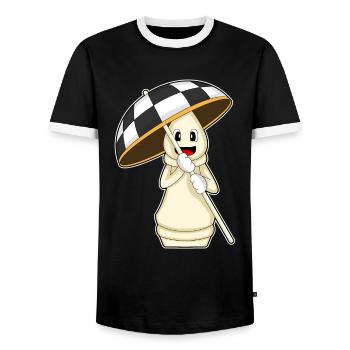Chess Piece Rook Chess - Men's Ringer Shirt - black/white - Front - AI Model Female 172 light (172cm) & AI Model Male 178 light (178cm)