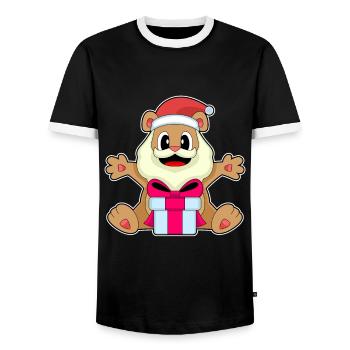 Forfait Noël ours - T-shirt contrasté Homme - noir/blanc - Devant - AI Model Female 172 light (172cm) & AI Model Male 178 light (178cm)