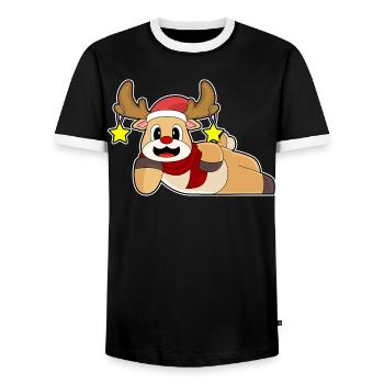Rentier Weihnachten Winter - Männer Kontrast-T-Shirt - Schwarz/Weiß - Vorne - AI Model Female 172 light (172cm) & AI Model Male 178 light (178cm)
