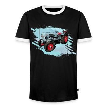The Tiger EM 235 - Men's Ringer Shirt - black/white - Front - AI Model Female 172 light (172cm) & AI Model Male 178 light (178cm)