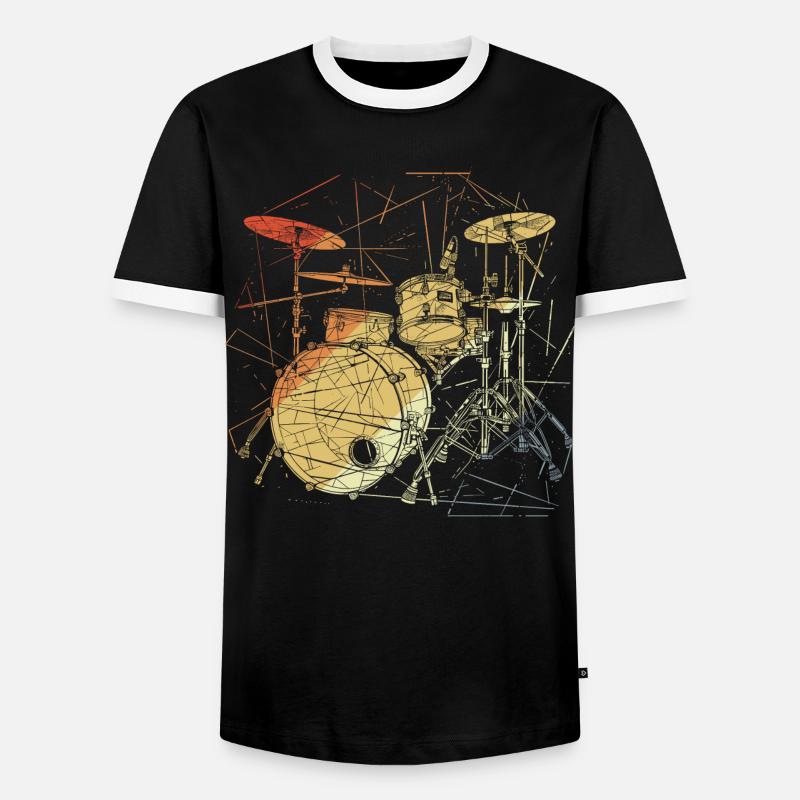 Drums Retrowave - Men's Ringer Shirt - black/white