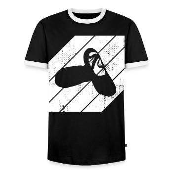 Ballet Shoes Sketch - Men's Ringer Shirt - black/white - Front - AI Model Female 172 light (172cm) & AI Model Male 178 light (178cm)
