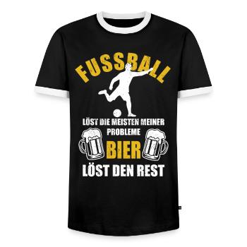 Fußball löst die meisten meiner Probleme Bier - Männer Kontrast-T-Shirt - Schwarz/Weiß - Vorne - AI Model Female 172 light (172cm) & AI Model Male 178 light (178cm)