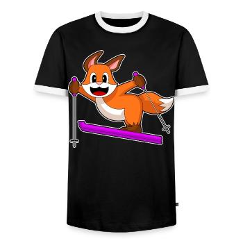 Fuchs Skispringer Ski Wintersport - Männer Kontrast-T-Shirt - Schwarz/Weiß - Vorne - AI Model Female 172 light (172cm) & AI Model Male 178 light (178cm)