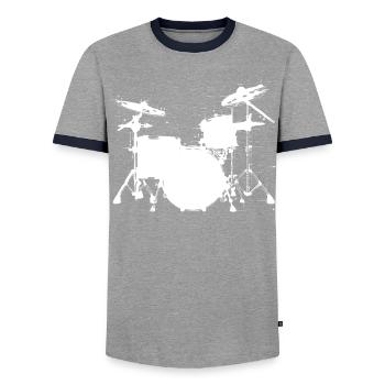 Dessin de pièges - T-shirt contrasté Homme - gris/marine  - Devant - AI Model Female 172 light (172cm) & AI Model Male 178 light (178cm)