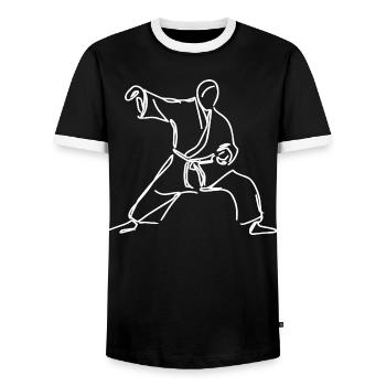 Judoka Sketch - Men's Ringer Shirt - black/white - Front - AI Model Female 172 light (172cm) & AI Model Male 178 light (178cm)