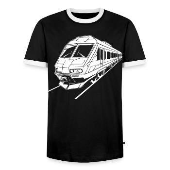 Dessin de train - T-shirt contrasté Homme - noir/blanc - Devant - AI Model Female 172 light (172cm) & AI Model Male 178 light (178cm)