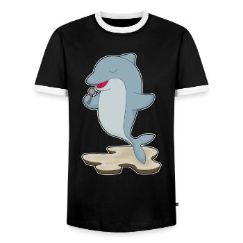 Chant Dolphin Singer Microphone - T-shirt contrasté Homme - noir/blanc - Devant - AI Model Female 172 light (172cm) & AI Model Male 178 light (178cm)