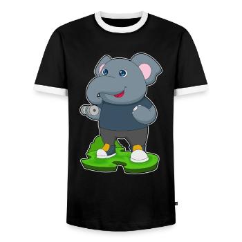 Bodybuilding éléphant avec haltères - T-shirt contrasté Homme - noir/blanc - Devant - AI Model Female 172 light (172cm) & AI Model Male 178 light (178cm)