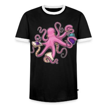 Sandwich au poulpe - T-shirt contrasté Homme - noir/blanc - Devant - AI Model Female 172 light (172cm) & AI Model Male 178 light (178cm)