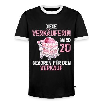 Verkäuferin 20 Geburtstag Beruf Verkauf Spruch - Männer Kontrast-T-Shirt - Schwarz/Weiß - Vorne - AI Model Female 172 light (172cm) & AI Model Male 178 light (178cm)