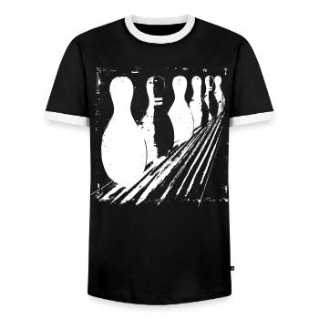 Quilles de bowling - T-shirt contrasté Homme - noir/blanc - Devant - AI Model Female 172 light (172cm) & AI Model Male 178 light (178cm)