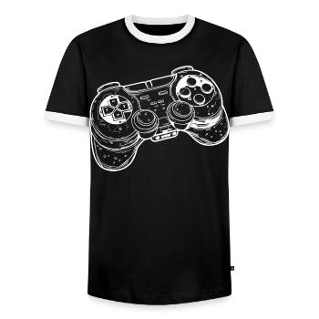 Dessin de manette de jeu vidéo - T-shirt contrasté Homme - noir/blanc - Devant - AI Model Female 172 light (172cm) & AI Model Male 178 light (178cm)