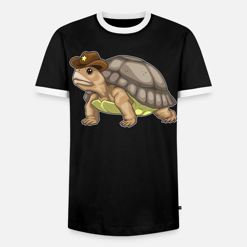 Turtle Sheriff Sheriff's Hat - Men's Ringer Shirt - black/white