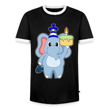 Gâteau d’anniversaire d’éléphant - T-shirt contrasté Homme - noir/blanc - Devant - AI Model Female 172 light (172cm) & AI Model Male 178 light (178cm)