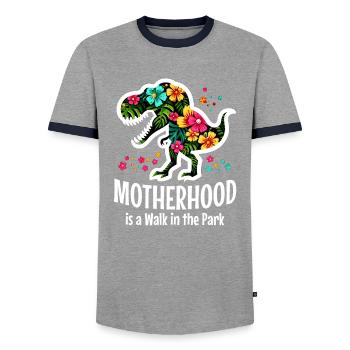 Être mère est une promenade de santé - T-shirt contrasté Homme - gris/marine  - Devant - AI Model Female 172 light (172cm) & AI Model Male 178 light (178cm)