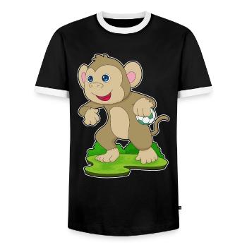 Affe Handballspieler Handball - Männer Kontrast-T-Shirt - Schwarz/Weiß - Vorne - AI Model Female 172 light (172cm) & AI Model Male 178 light (178cm)
