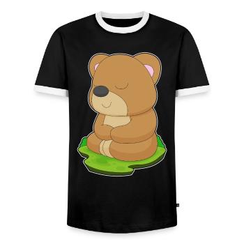 Bear Yoga Fitness Meditation - Men's Ringer Shirt - black/white - Front - AI Model Female 172 light (172cm) & AI Model Male 178 light (178cm)