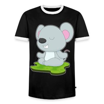 Mouse Yoga Fitness Meditation - Men's Ringer Shirt - black/white - Front - AI Model Female 172 light (172cm) & AI Model Male 178 light (178cm)
