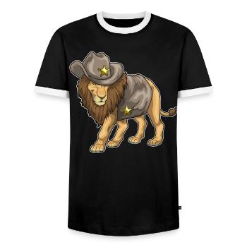 Chapeau du shérif Lion - T-shirt contrasté Homme - noir/blanc - Devant - AI Model Female 172 light (172cm) & AI Model Male 178 light (178cm)