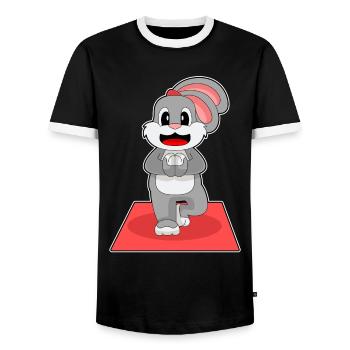 Lapin Yoga Fitness Gymnastique - T-shirt contrasté Homme - noir/blanc - Devant - AI Model Female 172 light (172cm) & AI Model Male 178 light (178cm)