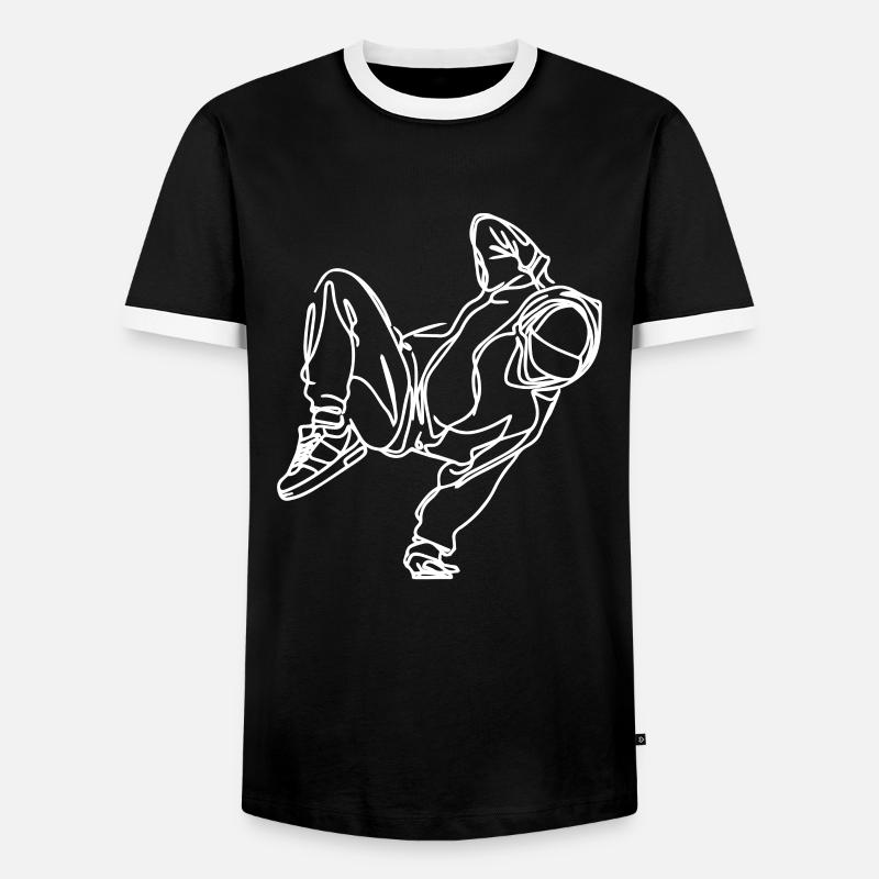 Breakdancer Drawing - Men's Ringer Shirt - black/white