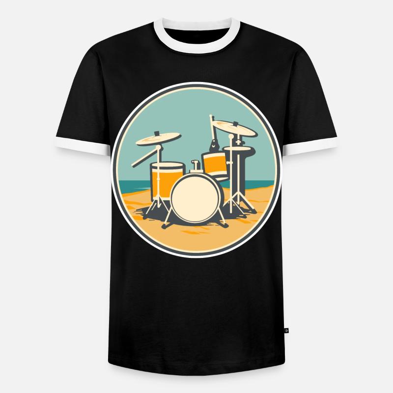 Drum Set Illustration - Männer Kontrast-T-Shirt - Schwarz/Weiß