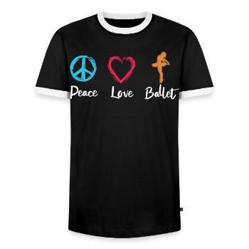 Peace Love Ballet - Men's Ringer Shirt - black/white - Front - AI Model Female 172 light (172cm) & AI Model Male 178 light (178cm)