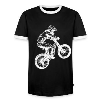 Mountain Bike Girl - Men's Ringer Shirt - black/white - Front - AI Model Female 172 light (172cm) & AI Model Male 178 light (178cm)