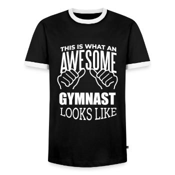 Gymnastique Gymnastique Gymnastique - T-shirt contrasté Homme - noir/blanc - Devant - AI Model Female 172 light (172cm) & AI Model Male 178 light (178cm)