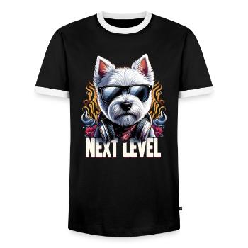 West Highland White Terrier Next Level Hip Hop Ges - T-shirt contrasté Homme - noir/blanc - Devant - AI Model Female 172 light (172cm) & AI Model Male 178 light (178cm)