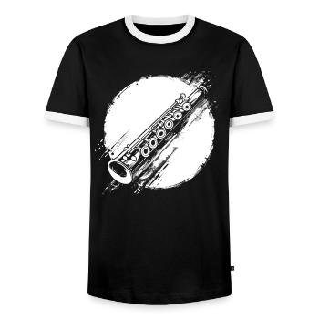 Flûte graphique - T-shirt contrasté Homme - noir/blanc - Devant - AI Model Female 172 light (172cm) & AI Model Male 178 light (178cm)