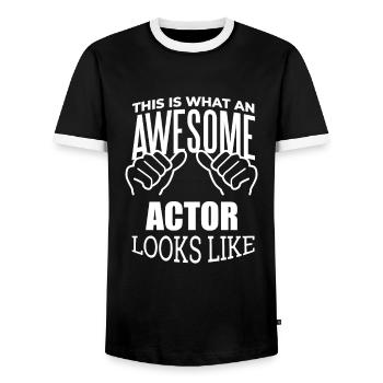 Schauspieler - Männer Kontrast-T-Shirt - Schwarz/Weiß - Vorne - AI Model Female 172 light (172cm) & AI Model Male 178 light (178cm)