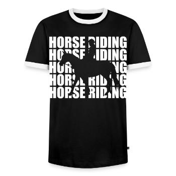Horse Riding - Männer Kontrast-T-Shirt - Schwarz/Weiß - Vorne - AI Model Female 172 light (172cm) & AI Model Male 178 light (178cm)