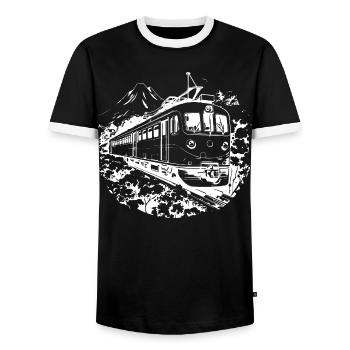Graphique ferroviaire - T-shirt contrasté Homme - noir/blanc - Devant - AI Model Female 172 light (172cm) & AI Model Male 178 light (178cm)