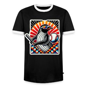 Baseball des pingouins - T-shirt contrasté Homme - noir/blanc - Devant - AI Model Female 172 light (172cm) & AI Model Male 178 light (178cm)
