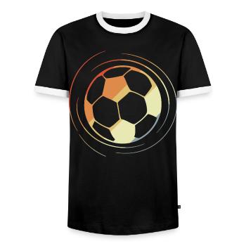 Fußball Zeichnung Retro Style - Männer Kontrast-T-Shirt - Schwarz/Weiß - Vorne - AI Model Female 172 light (172cm) & AI Model Male 178 light (178cm)