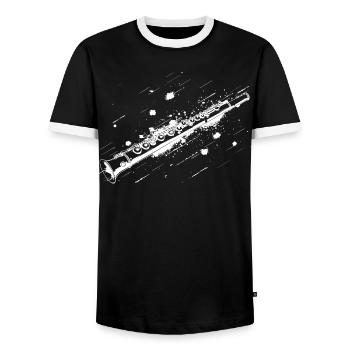 Flûte Street Art - T-shirt contrasté Homme - noir/blanc - Devant - AI Model Female 172 light (172cm) & AI Model Male 178 light (178cm)