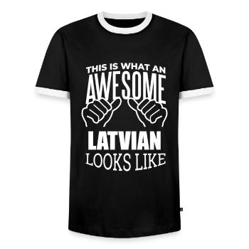 Lettonie - T-shirt contrasté Homme - noir/blanc - Devant - AI Model Female 172 light (172cm) & AI Model Male 178 light (178cm)