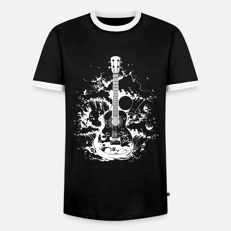 Ukulele Drawing - Men's Ringer Shirt - black/white