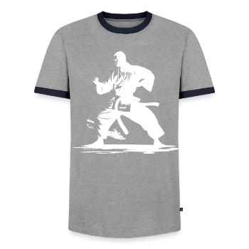 Karate Junge Grafik - Männer Kontrast-T-Shirt - Grau/Navy  - Vorne - AI Model Female 172 light (172cm) & AI Model Male 178 light (178cm)