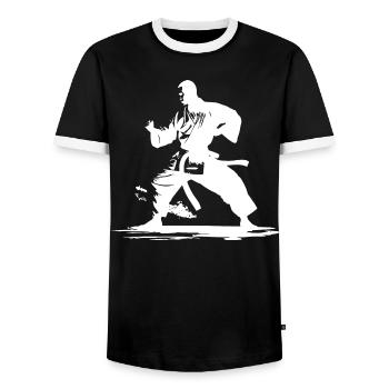 Karate Junge Grafik - Männer Kontrast-T-Shirt - Schwarz/Weiß - Vorne - AI Model Female 172 light (172cm) & AI Model Male 178 light (178cm)