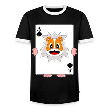 Hamster Poker Poker Cards - Men's Ringer Shirt - black/white - Front - AI Model Female 172 light (172cm) & AI Model Male 178 light (178cm)