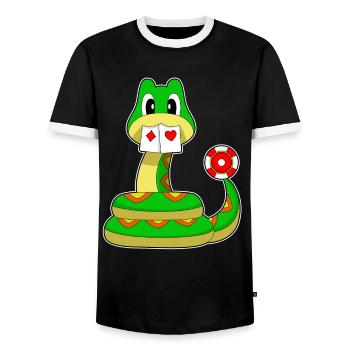 Snake Poker Poker Cards - Men's Ringer Shirt - black/white - Front - AI Model Female 172 light (172cm) & AI Model Male 178 light (178cm)